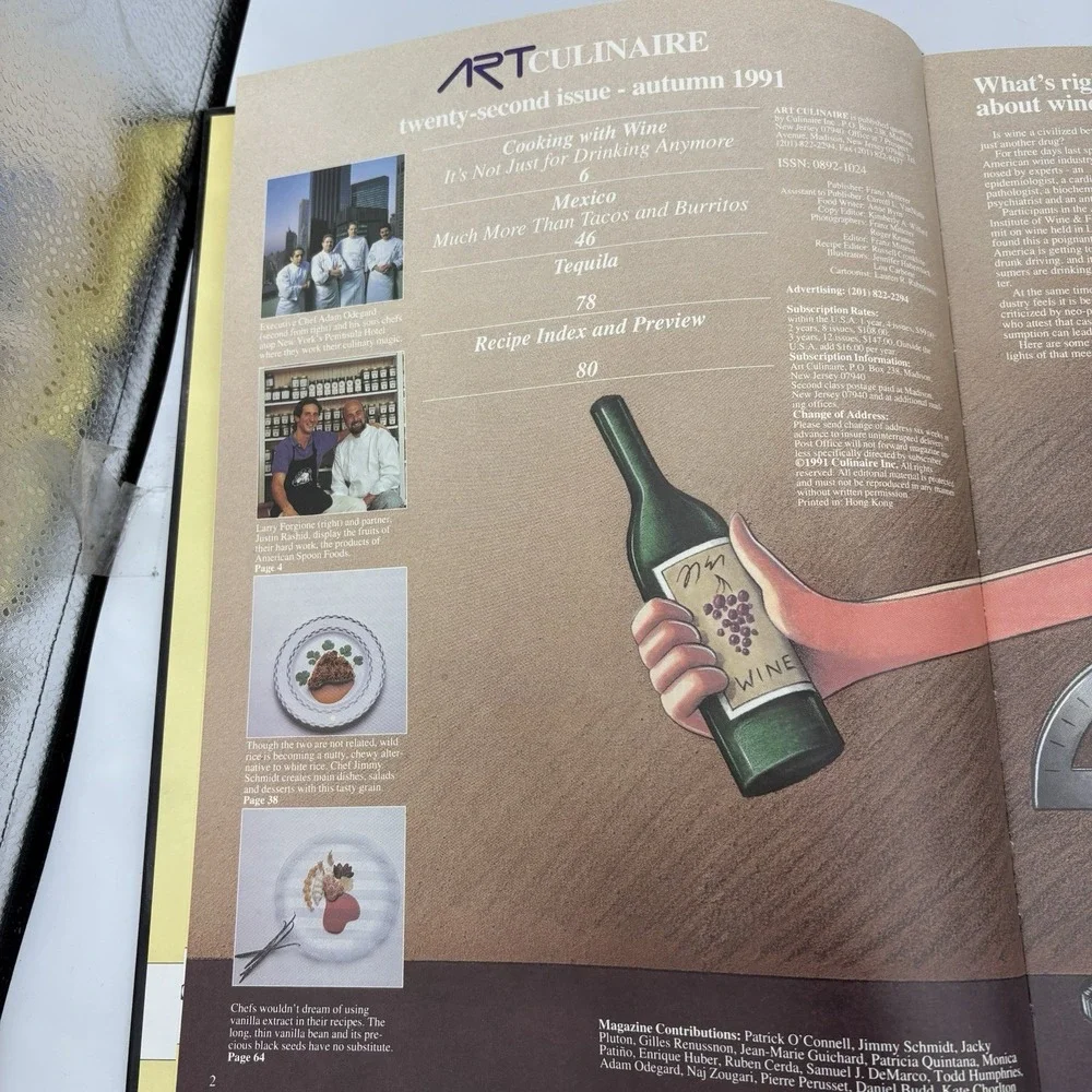 Art Culinaire 22 International Magazine Good‎ Taste Mitterer Hardcover 1991 Vtg